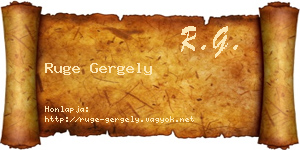 Ruge Gergely névjegykártya